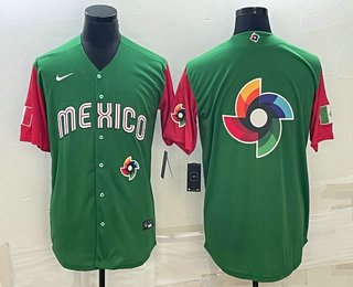 Men%27s Mexico Baseball 2023 Green World Big Logo With Patch Classic Stitched Jerseys